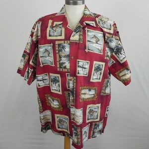 Quiksilver Shirt Mens 2XL XXL Silver Edition Hawaiian Casual Button Short Sleeve